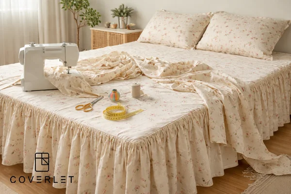 آموزش دوخت روتختی چین دار