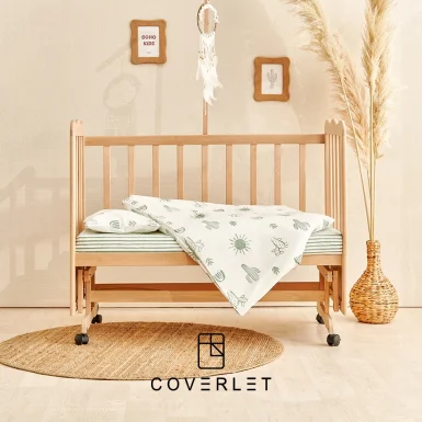 روتختی نوزادی سفید سبز طرح کاکتوس کاوری مدل Boho