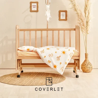 روتختی نوزادی سفید نارنجی طرح کاکتوس کاوری مدل Boho